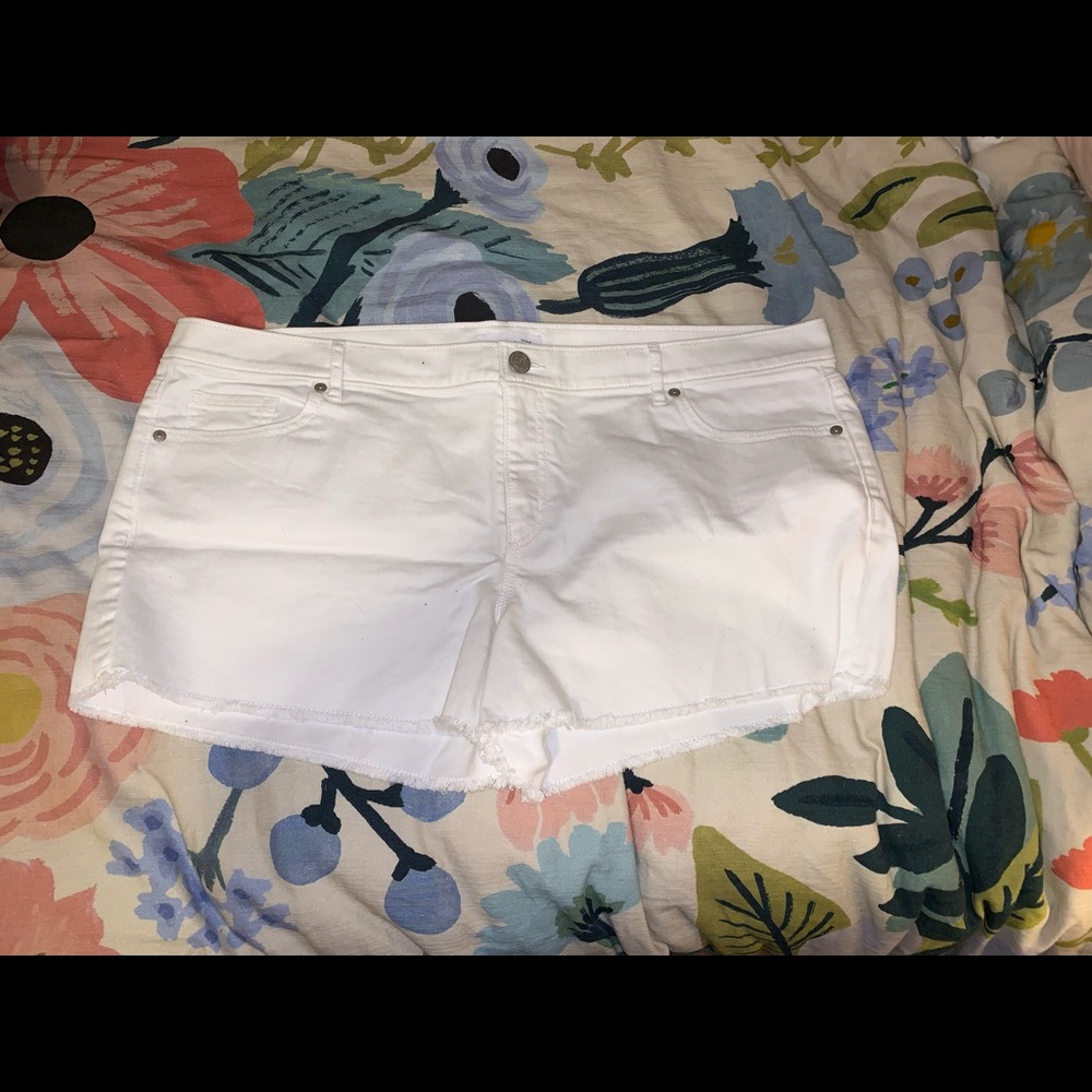 LOFT white jean shorts